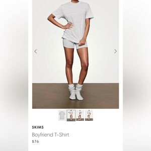 SKIMS Boyfriend Light Gray Short Sleeve Tee